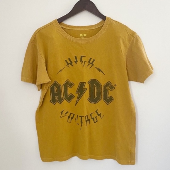AC/DC Yellow Distressed glitter band Tee - Picture 7 of 12